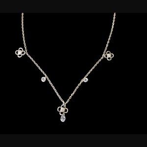 Folli Follie 925 Sterling CZ Flower Pattern 15.5" Long Necklace